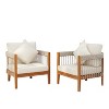[Set of 2] Acacia Wood Outdoor Club Chair with Handwoven Rope Accents & Curved Backrest - Boho Patio Lounge Chair with Removable Cushions - 3 of 4
