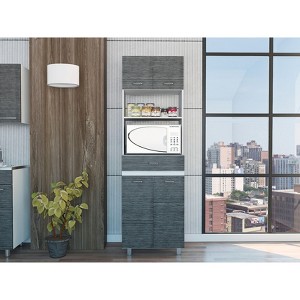 CAVINAS Microwave Pantry Cabinet,79.2" Tall Kitchen Storage with 4 Doors,5 Shelves,1 Drawer,Freestanding Appliance Pantry Cabinet for Pots,Pans - 1 of 4