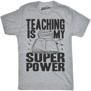 Mens Teaching Is My Superpower Funny Teacher Superhero Nerd T shirt - Crazy Dog Men's T Shirt - 1 of 4