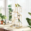 PawHut Bird Playground, 4 Layer Wooden Parrot Play Stand with Ladders, Chain Toy, Stainless Steel Cups and Tray, Bird Cage Accessories for Parakeets - 3 of 4