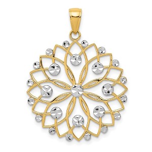 Black Bow Jewelry 14k Yellow Gold and White Rhodium Diamond Cut Flower Pendant, 26mm - 1 of 4