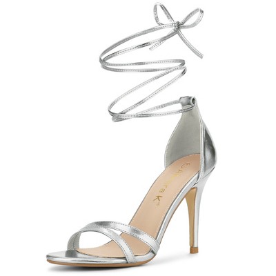 Strap up silver clearance heels