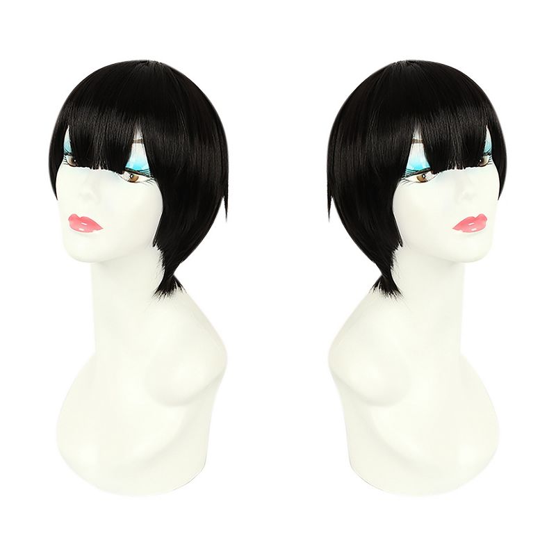 Unique Bargains Wigs for Black Women Wigs Women's 14" Black with Wig Cap Shoulder Length With Bangs, 5 of 7