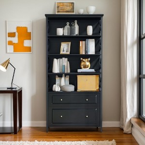 Hommoo 71.5” Retro Bookshelf with 2 Drawers - 1 of 4
