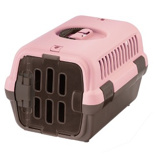 Richell: Pet Travel Carrier II - Small Pink - Dog & Cat Transporter, Collapsible Design for Storage, Small Pets Up to 11 lbs, Latches to Seat Belts - 1 of 4