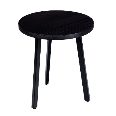 NicBex 18"W Metal End Table with Metal Legs and Grooved Design Side Table Nightstand for Living Room