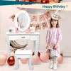 Kids Vanity Set, Pretend Play Girls Vanity Table and Chair Set with Lighted Mirror, Stool, and Wood Makeup Playset - 4 of 4