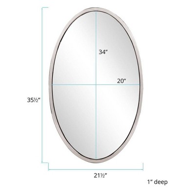 Elegant Simone 20" x 34" Oval Stainless Steel Trim Mirror