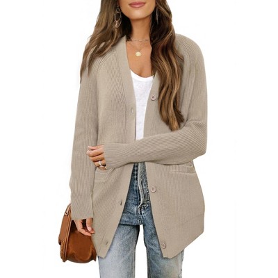 INSPIRE CHIC Women's Long Knit Button Down Open Front with Pockets Casual Spring Fall Winter Cardigan Sweater