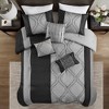 6Pcs Comforter Set Jacquard Ogee Bedding with Decorative Pillows, All Season Hypoallergenic Polyester with Embroidery Detail - 3 of 4