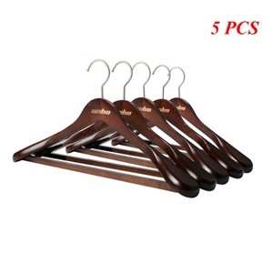 Artloge 5 PCS Extra Wide Wooden Coat Hangers Heavy duty Wide-Shoulder Non-slip Suit & Dress Hanger with Swivel Hook - 1 of 4