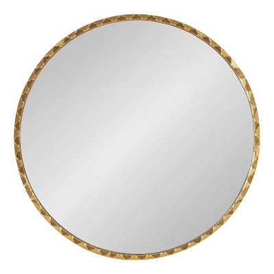 Sebecka 26" Round Gold Leaf Wooden Vanity Mirror