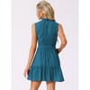 INSPIRE CHIC Women's Sleeveless Round Neck Pleated Ruffled Tied A Line Midi Dress - 4 of 4
