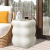 LuxenHome White MgO Modern Curves Square 18.5-Inch Tall Side Table, Indoor and Outdoor - 2 of 4