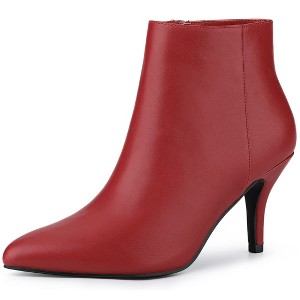 Allegra K Women's Halloween Pointed Toe Zipper Stiletto Heel Ankle Boots - 1 of 4