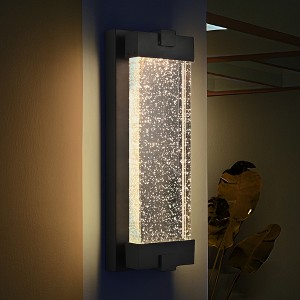 19"(H)Black Aluminum Finish Outdoor Wall Light with Bubble Crystal Glass, LED Light Source, 3000K Warm Light - 1 of 1