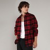 Campus Sutra Men Men's Midnight Black & Scarlet Red Brushed Buffalo Check Shirt - 3 of 4