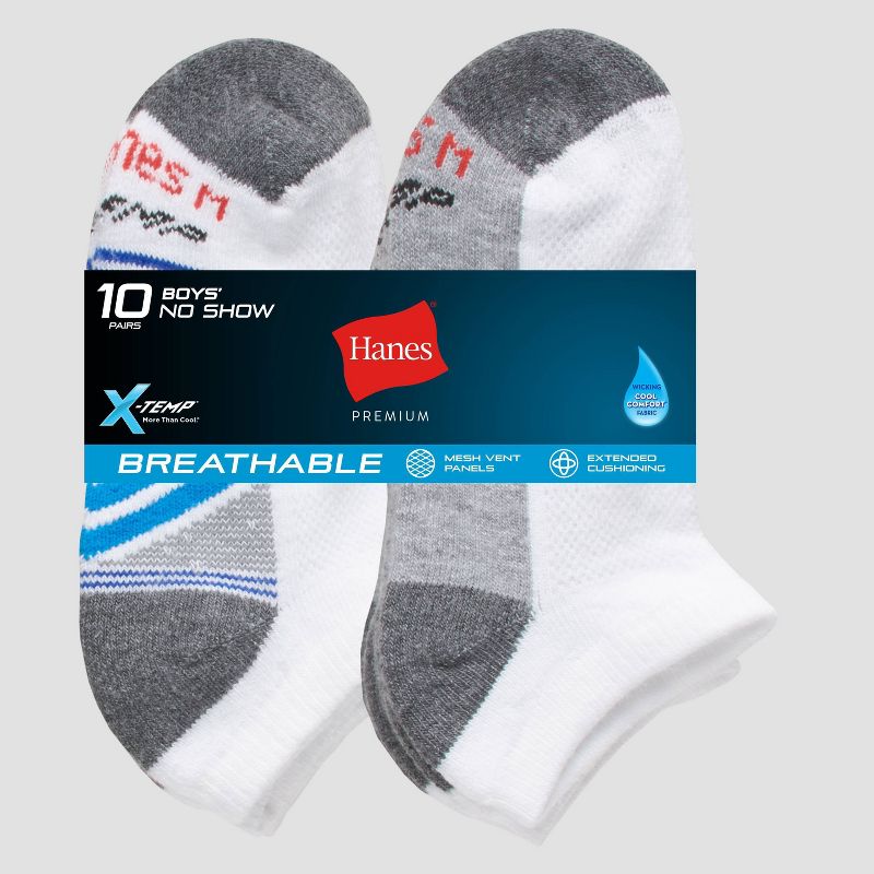 Hanes Boys' 10pk Premium No Show Socks, 4 of 5