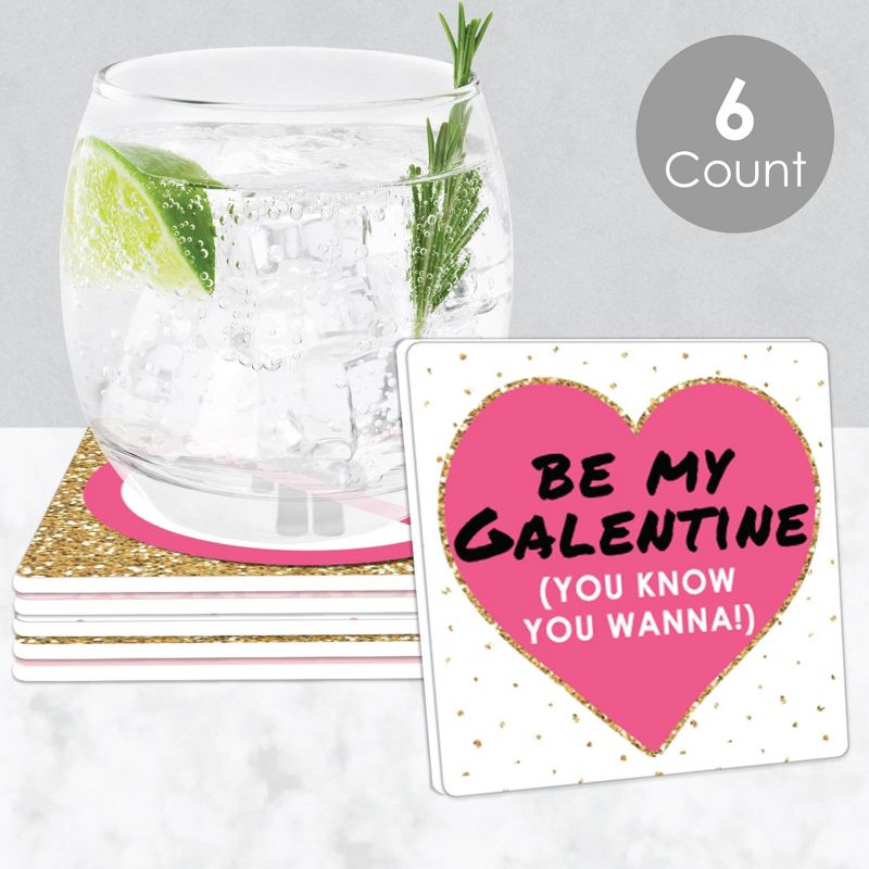 Big Dot of Happiness Be My Galentine - Funny Galentine's & Valentine's Day Party Decorations - Drink Coasters - Set of 6, 2 of 9