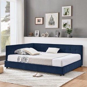 Full Size Upholstered Tufted Daybed with Comfortable Backrest and Armrests - 1 of 4