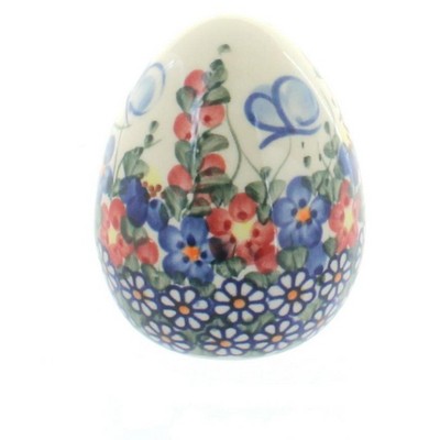 Blue Rose Polish Pottery Garden Butterfly Medium Decorated Egg