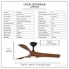 Urban Ambiance Luxury Transitional Ceiling Fan 13.5''H x 52''W,  Koa Woodgrain Finish,  Geraldton Collection, UHP9362 - 3 of 4