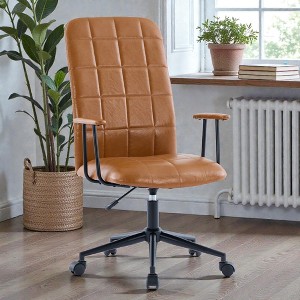 Mshliw High Back Swivel Office Chair with PU Upholstery, Adjustable Seat Height, Armrests and Five-Star Base for Comfortable Work Seating - 1 of 4