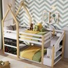 VYNXARIA Twin over Twin House Bunk Bed with Storage Staircase and Blackboards - 3 of 4