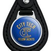 New York City College of Technology Yellow Jackets Logo Black Leather Keychain - 3 of 4