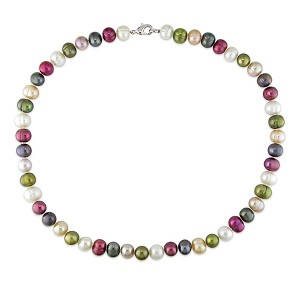 EVERLY JEWELRY | Sterling Silver 8-9mm Multi-Color Cultured Freshwater Pearl Strand Necklace - 18 in - 1 of 3