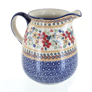 Blue Rose Polish Pottery D039 Manufaktura Pitcher - 1 of 2