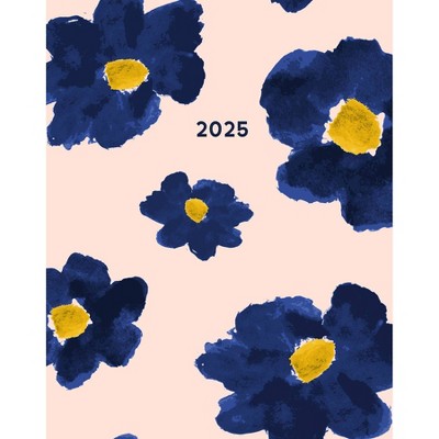 Willow Creek Press Big Blue Flowers 2025 7.5"x9.5" Booklet Mntly Planner: Art Stationery, Paper, Sewn Binding, All Ages