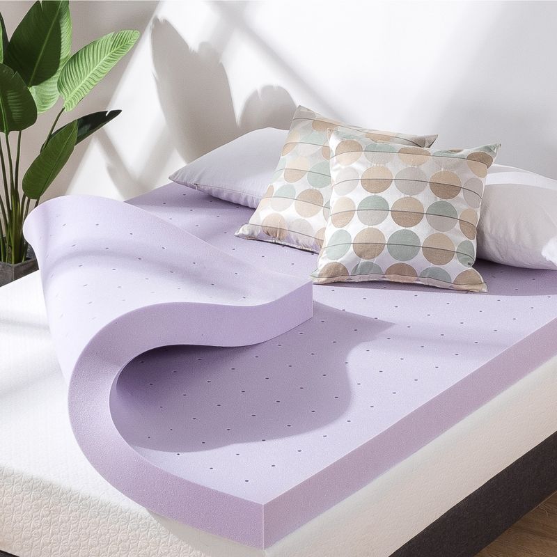Mellow Ventilated Memory Foam Lavender Infusion 4" Mattress Topper, 1 of 8