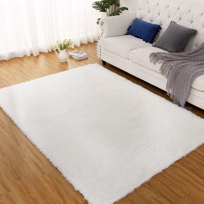 Shaggy Area Rug Super Soft Fluffy Plush Carpet, 5' X 8' White : Target