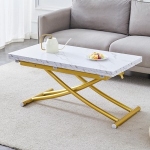 KWPZQEB Wood Lift Top Coffee Table with Metal legs, Height Adjustable Dining Center Table for Living Room, Dining Room, Bedroom - 1 of 4