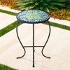 Teal Island Designs Modern Black Round Outdoor Accent Side Table 14" Wide Light Green Mosaic Tabletop for Front Porch Patio House Balcony - 2 of 4