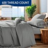100 Egyptian Cotton King Duvet Cover, 600 Thread Count, Sateen Weave, Zipper Corner Ties, Hotel Style, Grey Set of 3 - 2 of 4