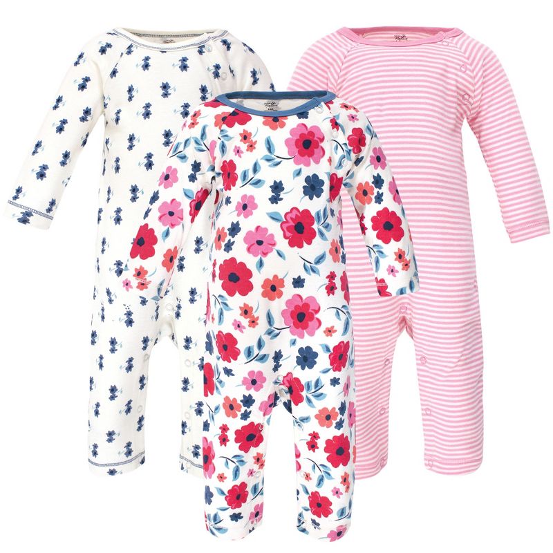 Touched by Nature Baby Girl Organic Cotton Coveralls 3pk, Garden Floral, 1 of 6