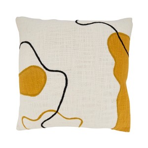 Saro Lifestyle Artistic Flair Abstract Down Filled Throw Pillow, 20"x20", Yellow - 1 of 3
