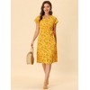 Allegra K Women's Boho Flutter Sleeve V Neck Belted A-Line Wrap Midi Floral Dress - 3 of 4