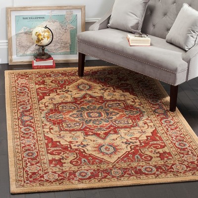 Reversible Red & Natural Hand-Knotted Accent Rug