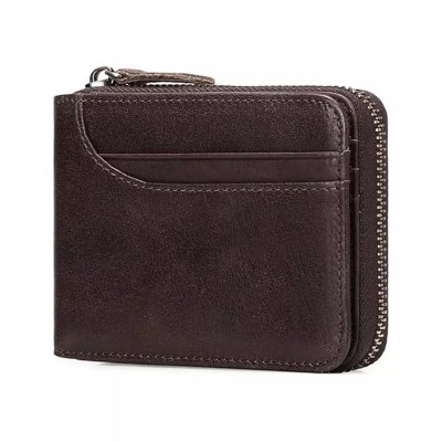 BEAFUP Wallets for Men Genuine Leather Front Pocket Wallet RFID Zip Around Bifold Credit Card Holder