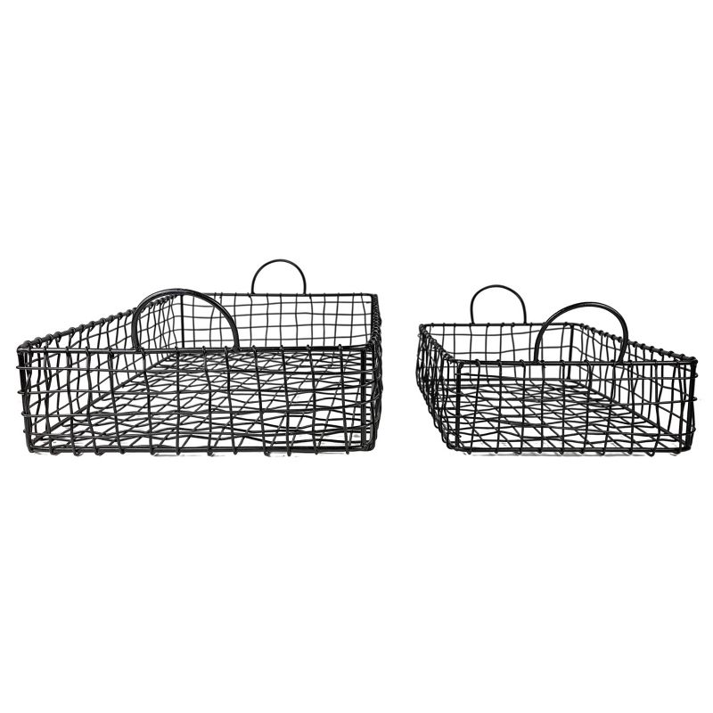 Set of 2 Rectangle Trays Black Metal - Foreside Home & Garden, 1 of 7