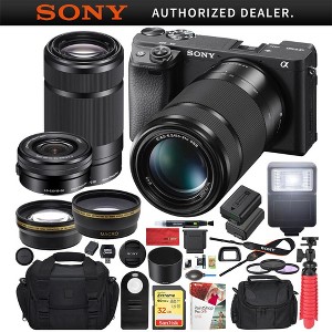 Sony a6400 4K Mirrorless Camera ILCE-6400L/B 16-50mm w/ 55-210mm 2 Lens Pro Case Kit - 1 of 4