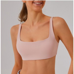 Women's Light Strappy Sports Bra - Low Cut Cute Tank Tops Fitness Running Gym  Bodisuit - 1 of 3
