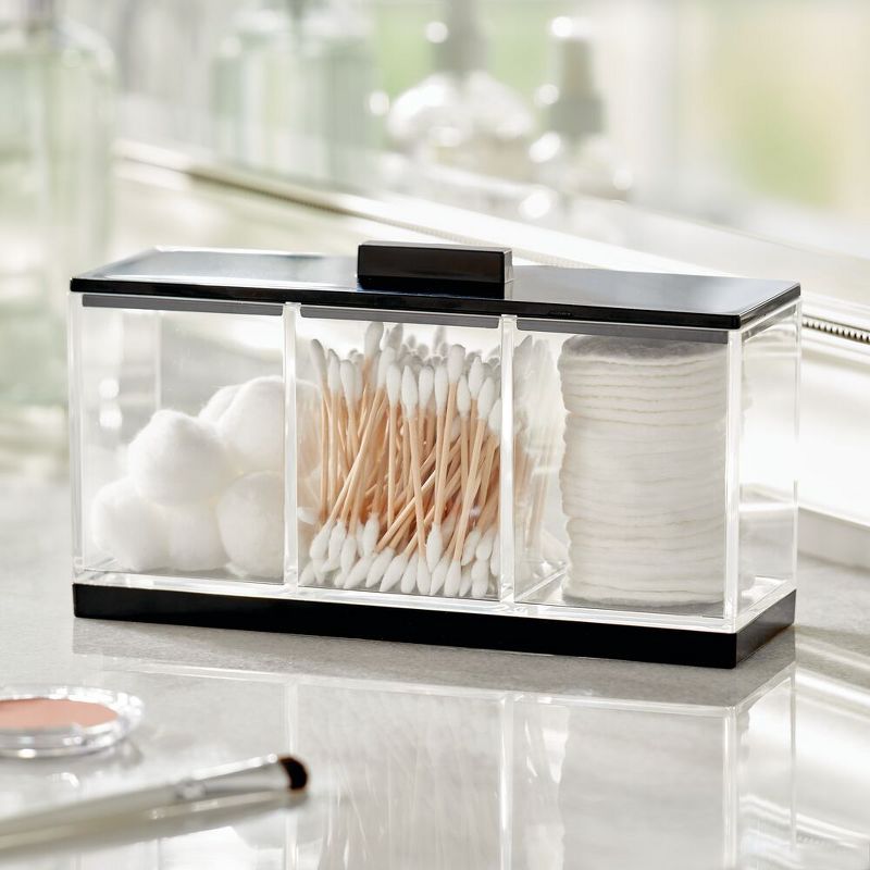 mDesign Cosmetic Divided Organizer Canister Box, 3 Sections and Lid, 2 of 9