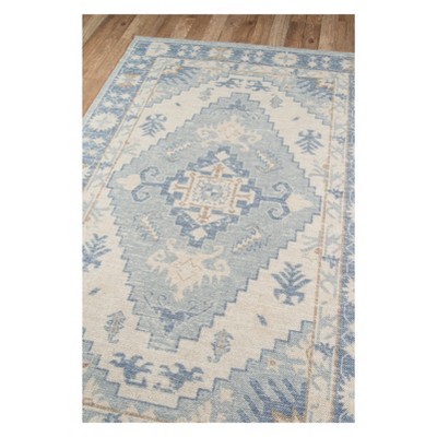 Anatolia Blue and Beige Wool Runner Rug