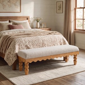 Christopher Knight Home Nanette Vintage Rubberwood and Boucle