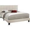 Monarch Specialties Bed, Queen Size, Bedroom, Upholstered, Beige Linen Look, Black Wood Legs, Transitional - 3 of 4