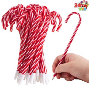 Joyfy Christmas Candy Cane Pens – Festive Red & White Striped Ballpoint Pens – Holiday Party Favors & Stocking Stuffers - 1 of 4